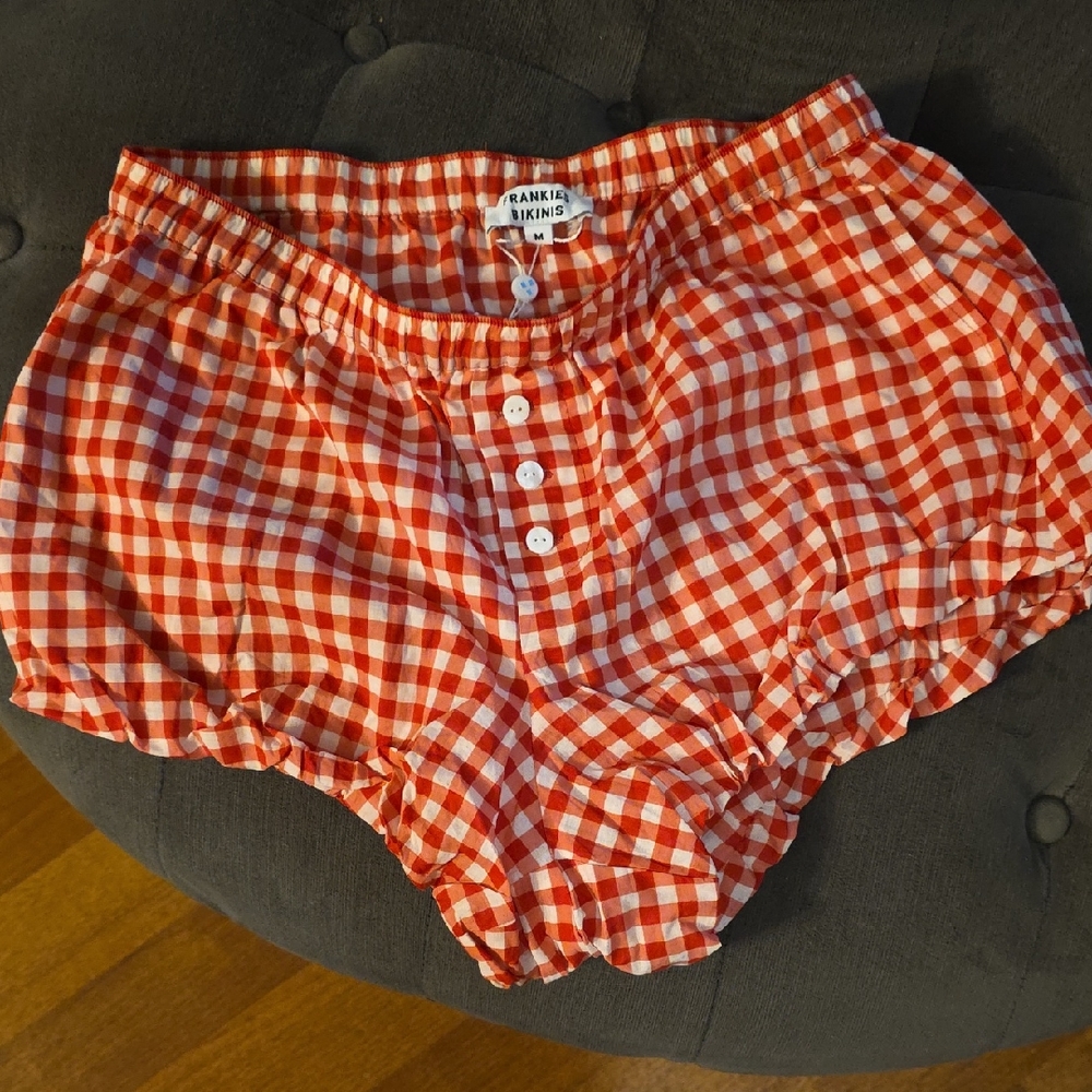 Frankie's Bikinis Red Gingham Swim Bottoms